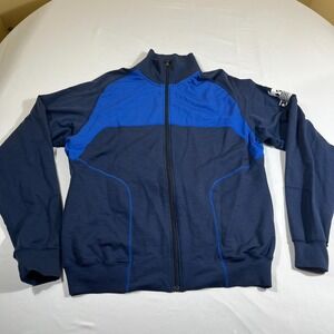 I/O Biocompatibles Mens XXL Merino Wool Full Zip Track Jacket Blue Thumbhole